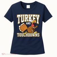 Turkey And Touchdowns Thanksgiving Football Women's T-Shirt thumb 0