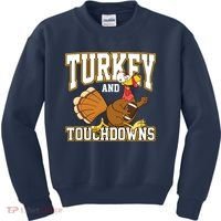 Turkey And Touchdowns Thanksgiving Football Kids Sweatshirt thumb 0