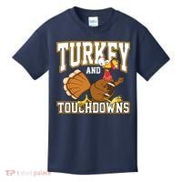 Turkey And Touchdowns Thanksgiving Football Kids T-Shirt thumb 0