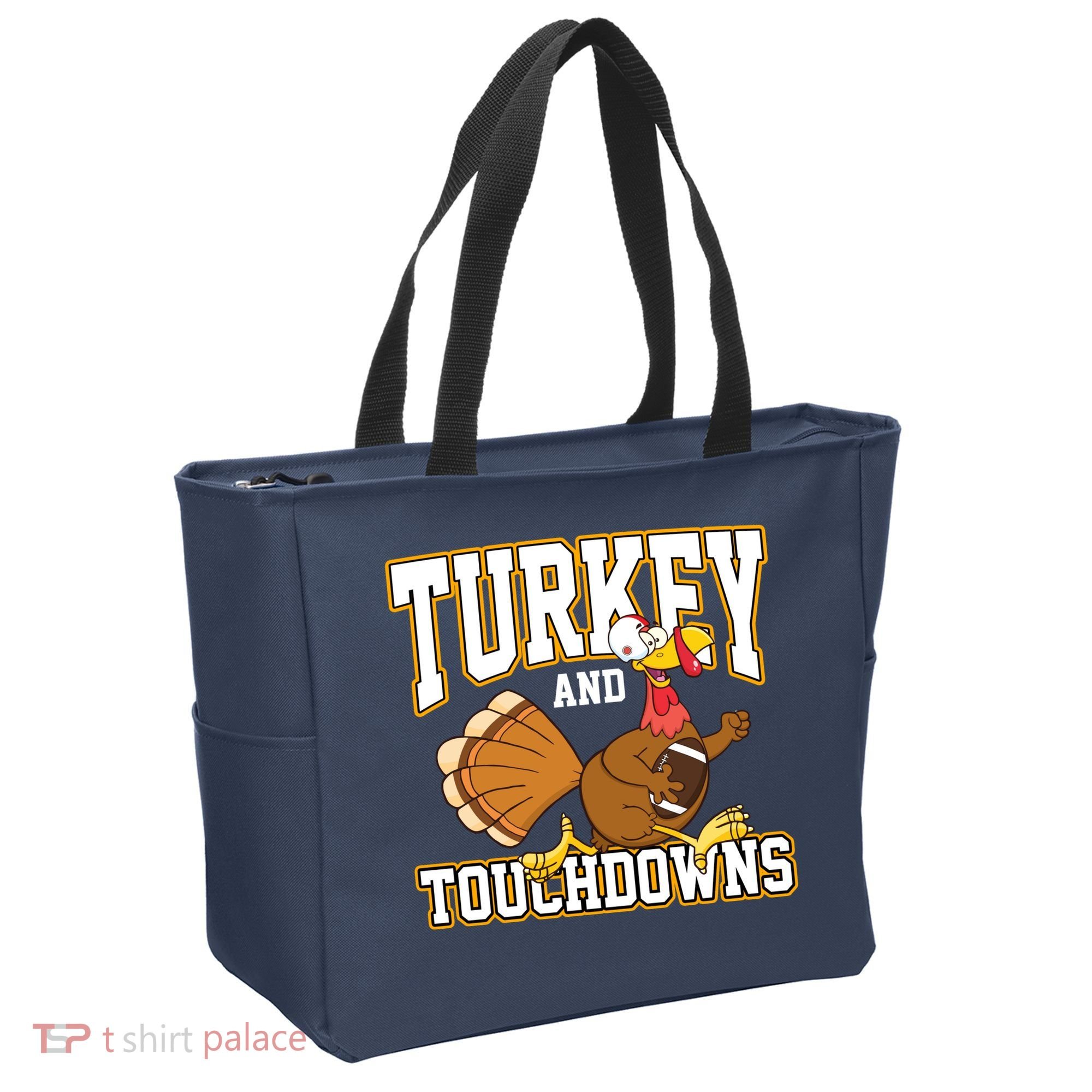 Turkey And Touchdowns Thanksgiving Football Tote Bag