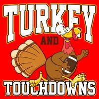 Turkey And Touchdowns Thanksgiving Football Santa Hat thumb 1