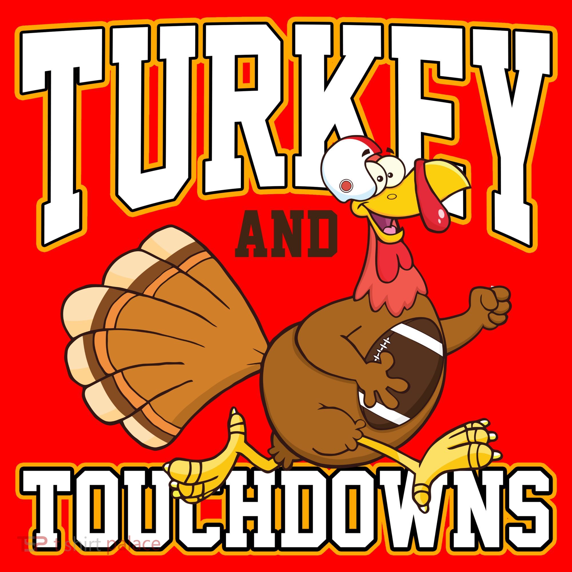 Turkey And Touchdowns Thanksgiving Football Santa Hat