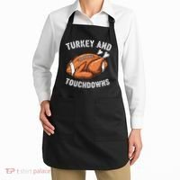 Turkey And Touchdowns Funny Thanksgiving Football Fan Apron thumb 2