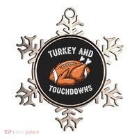 Turkey And Touchdowns Funny Thanksgiving Football Fan Ornament thumb 0