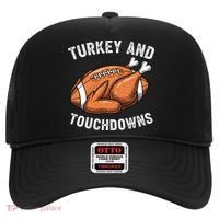 Turkey And Touchdowns Funny Thanksgiving Football Fan Hat thumb 0