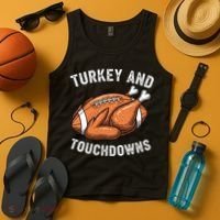 Turkey And Touchdowns Funny Thanksgiving Football Fan Tank Top thumb 4