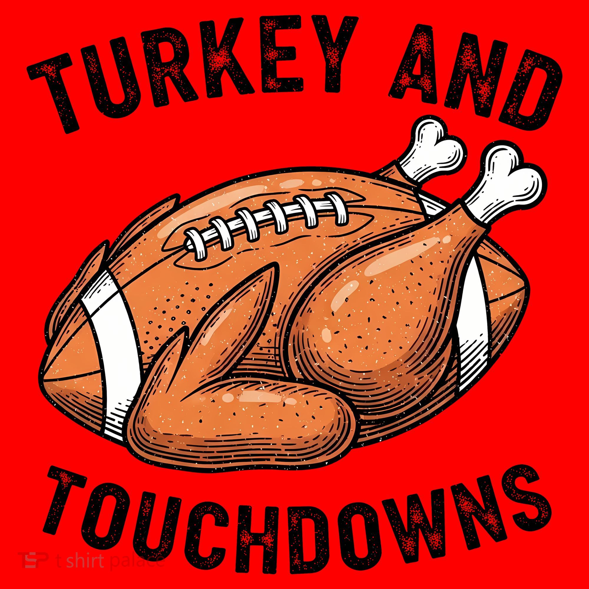Turkey And Touchdowns Funny Thanksgiving Football Fan Santa Hat