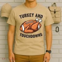 Turkey And Touchdowns Funny Thanksgiving Football Fan T-Shirt thumb 6