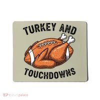 Turkey And Touchdowns Funny Thanksgiving Football Fan Mousepad thumb 0