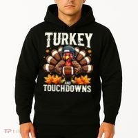 Turkey And Touchdowns Football Thanksgiving Hoodie thumb 2