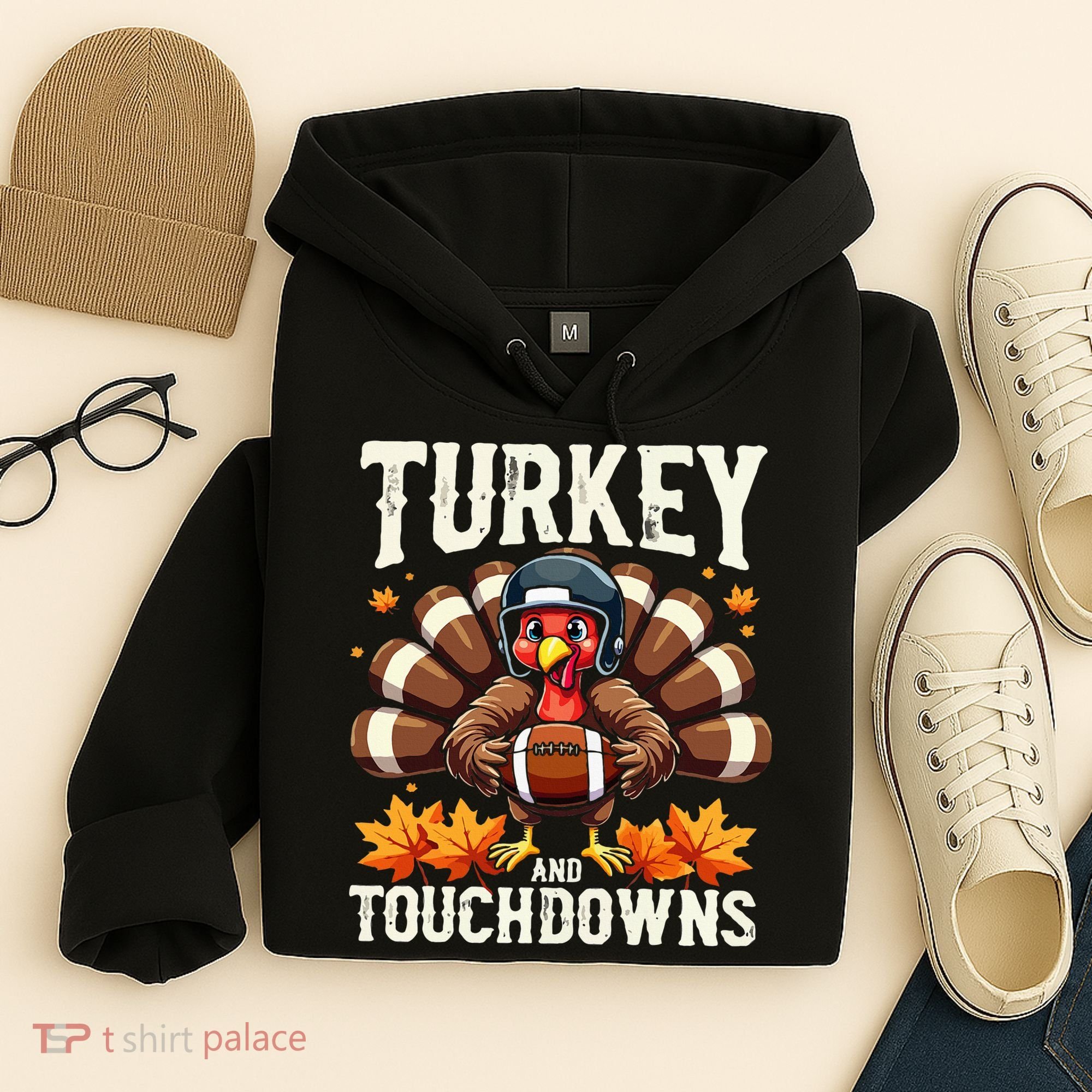 Turkey And Touchdowns Football Thanksgiving Hoodie