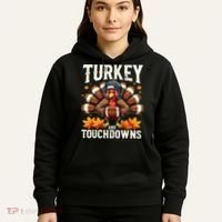 Turkey And Touchdowns Football Thanksgiving Hoodie thumb 5