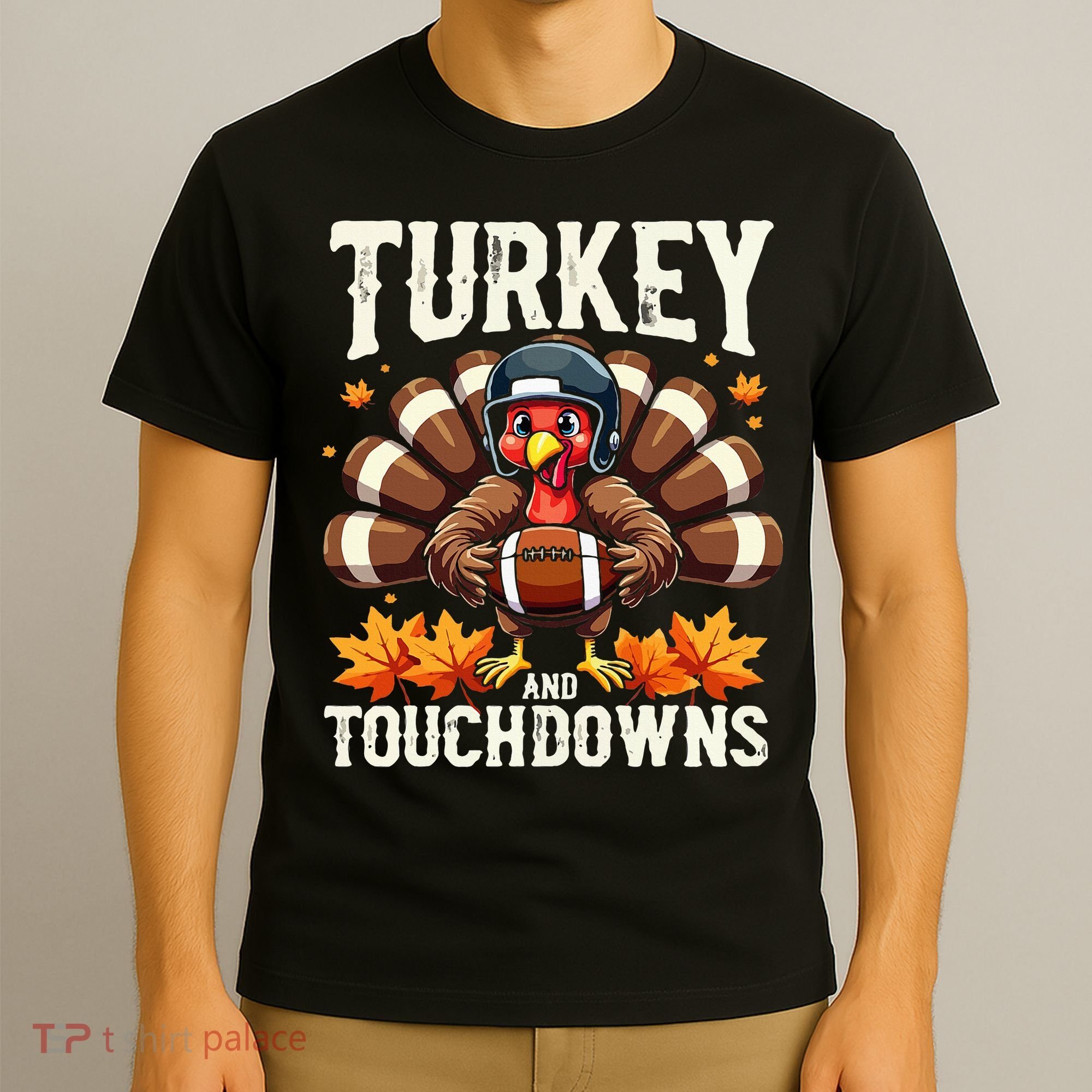 Turkey And Touchdowns Football Thanksgiving T-Shirt