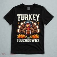 Turkey And Touchdowns Football Thanksgiving T-Shirt thumb 5