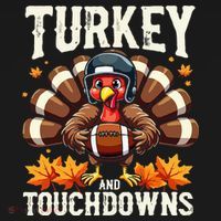 Turkey And Touchdowns Football Thanksgiving Women's Hoodie thumb 2