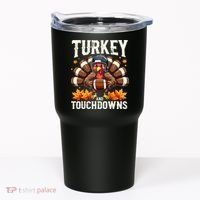 Turkey And Touchdowns Football Thanksgiving Tumbler thumb 0