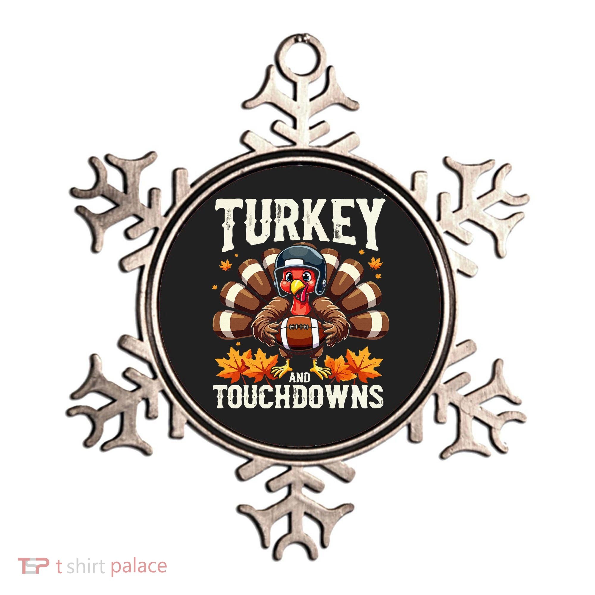 Turkey And Touchdowns Football Thanksgiving Ornament