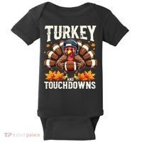 Turkey And Touchdowns Football Thanksgiving Baby Bodysuit thumb 0