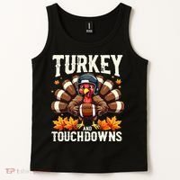 Turkey And Touchdowns Football Thanksgiving Tank Top thumb 2