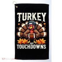 Turkey And Touchdowns Football Thanksgiving Golf Towel thumb 0
