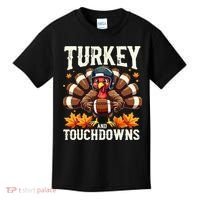 Turkey And Touchdowns Football Thanksgiving Kids T-Shirt thumb 0
