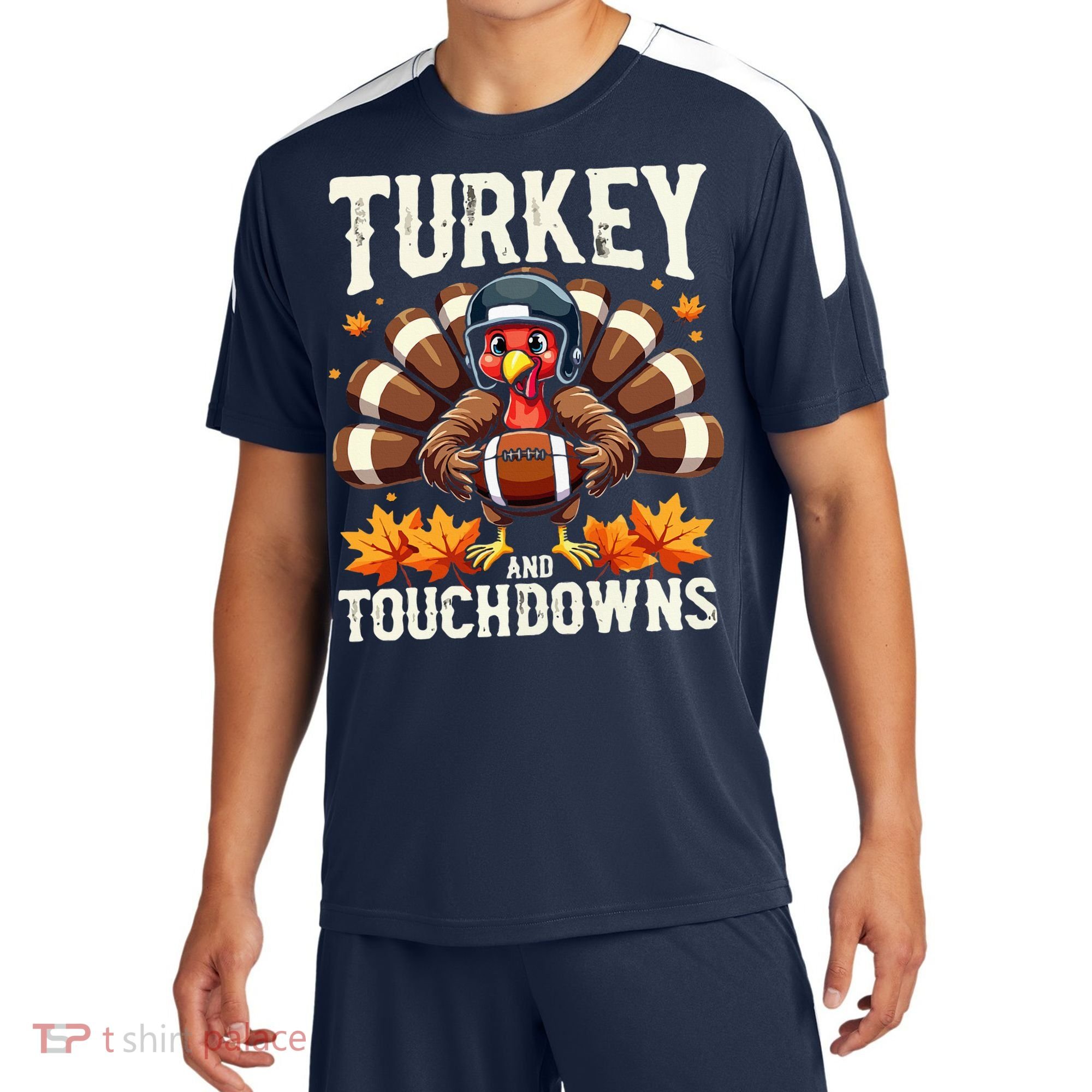 Turkey And Touchdowns Football Thanksgiving Sport-Tek Competitor United Soccer Jersey