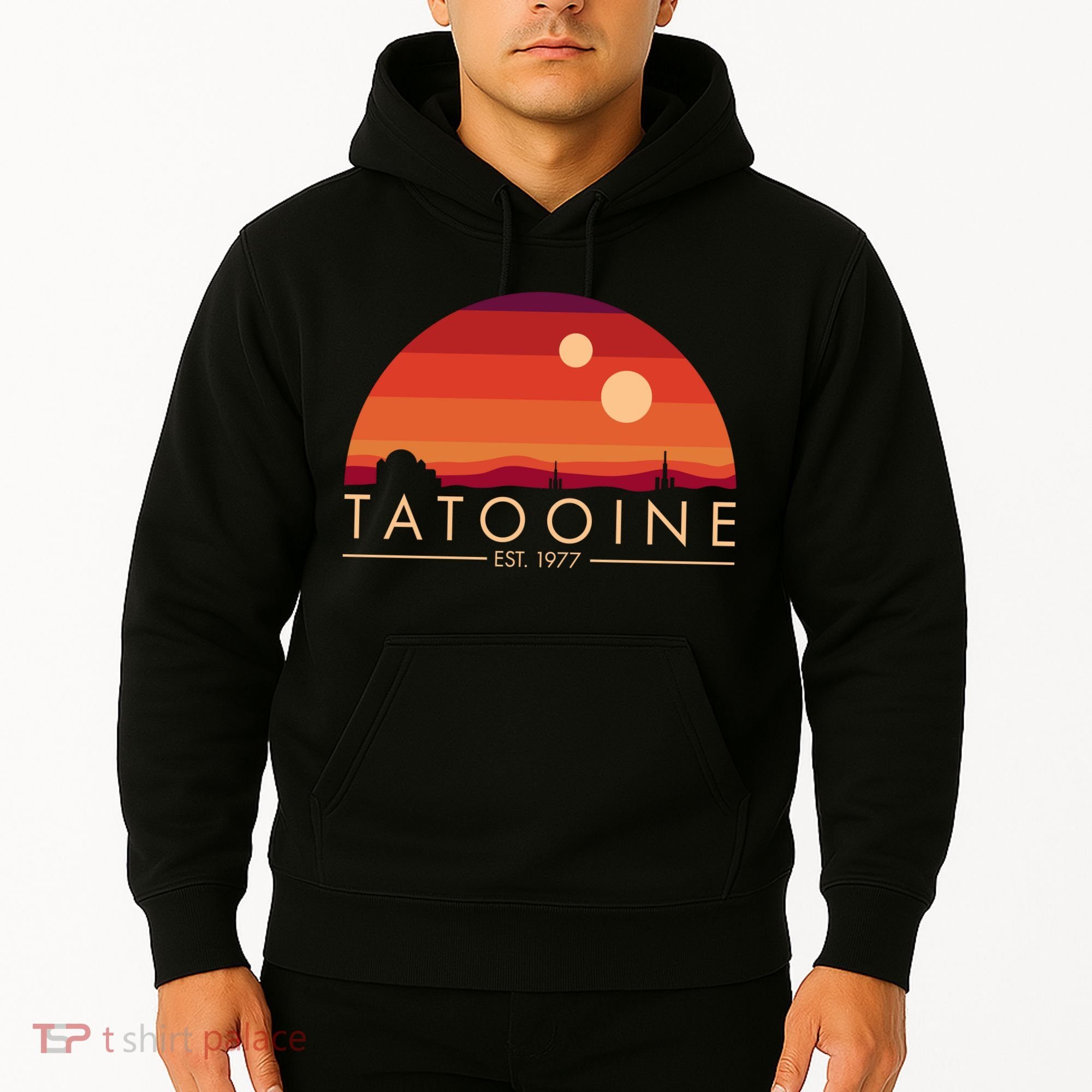 Tatooine Retro Sunset Logo EST 1977 Hoodie