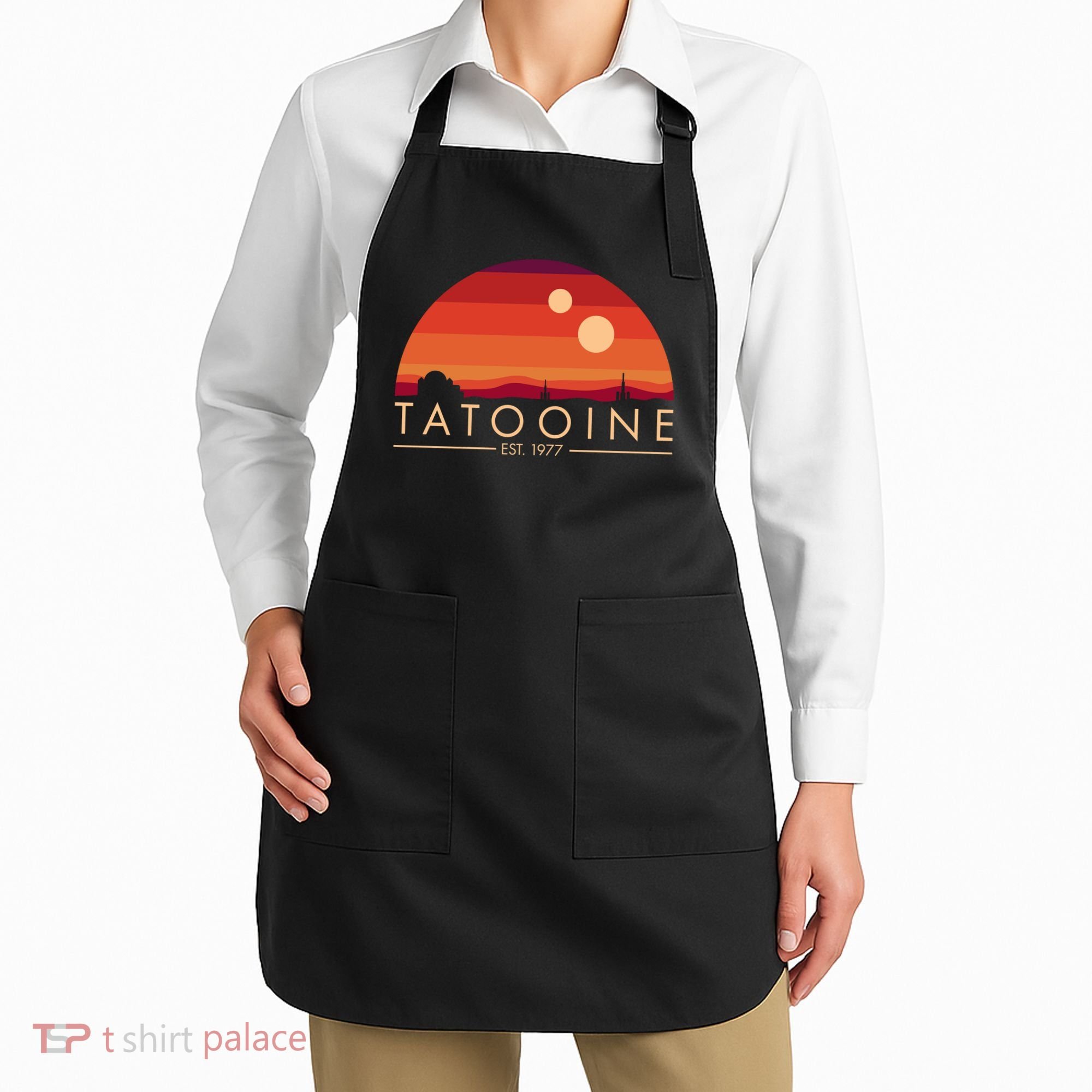 Tatooine Retro Sunset Logo EST 1977 Apron