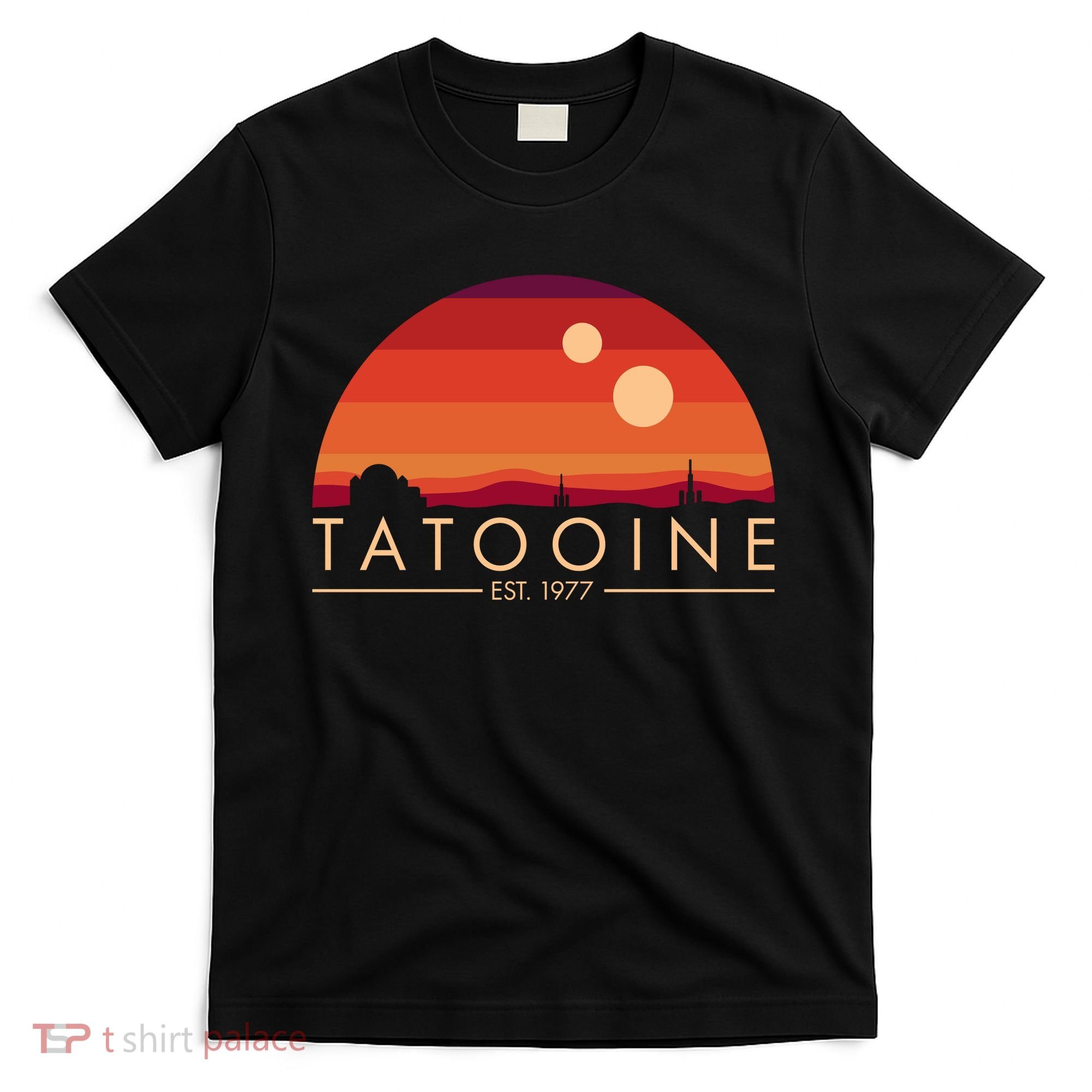 Tatooine Retro Sunset Logo EST 1977 T-Shirt
