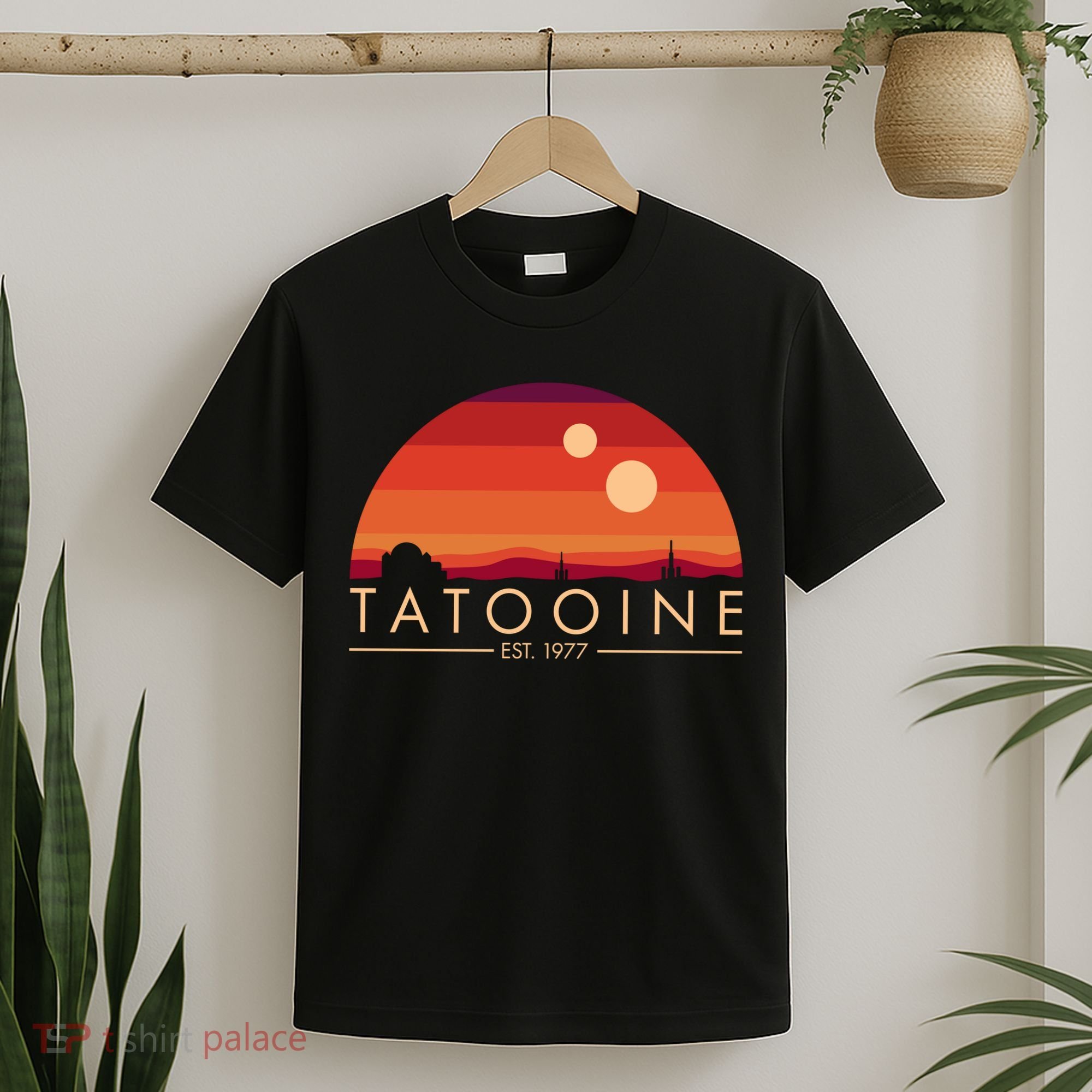 Tatooine Retro Sunset Logo EST 1977 T-Shirt
