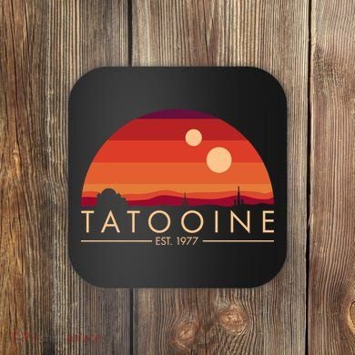 Tatooine Retro Sunset Logo EST 1977 Coaster