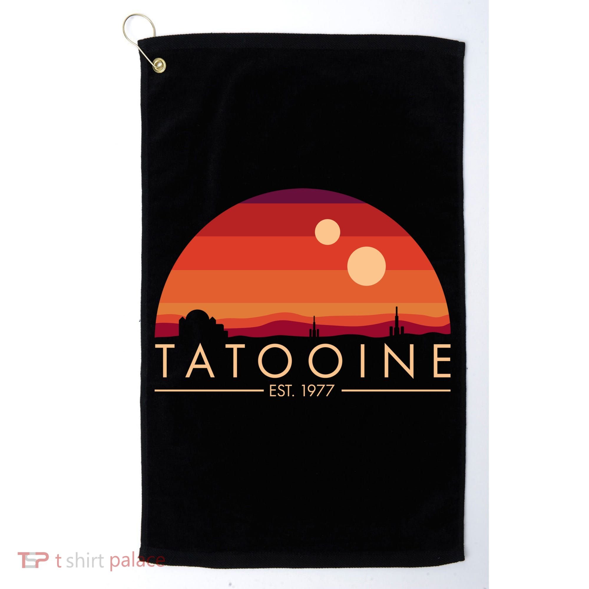Tatooine Retro Sunset Logo EST 1977 Golf Towel