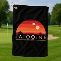 Tatooine Retro Sunset Logo EST 1977 Golf Towel thumb 1