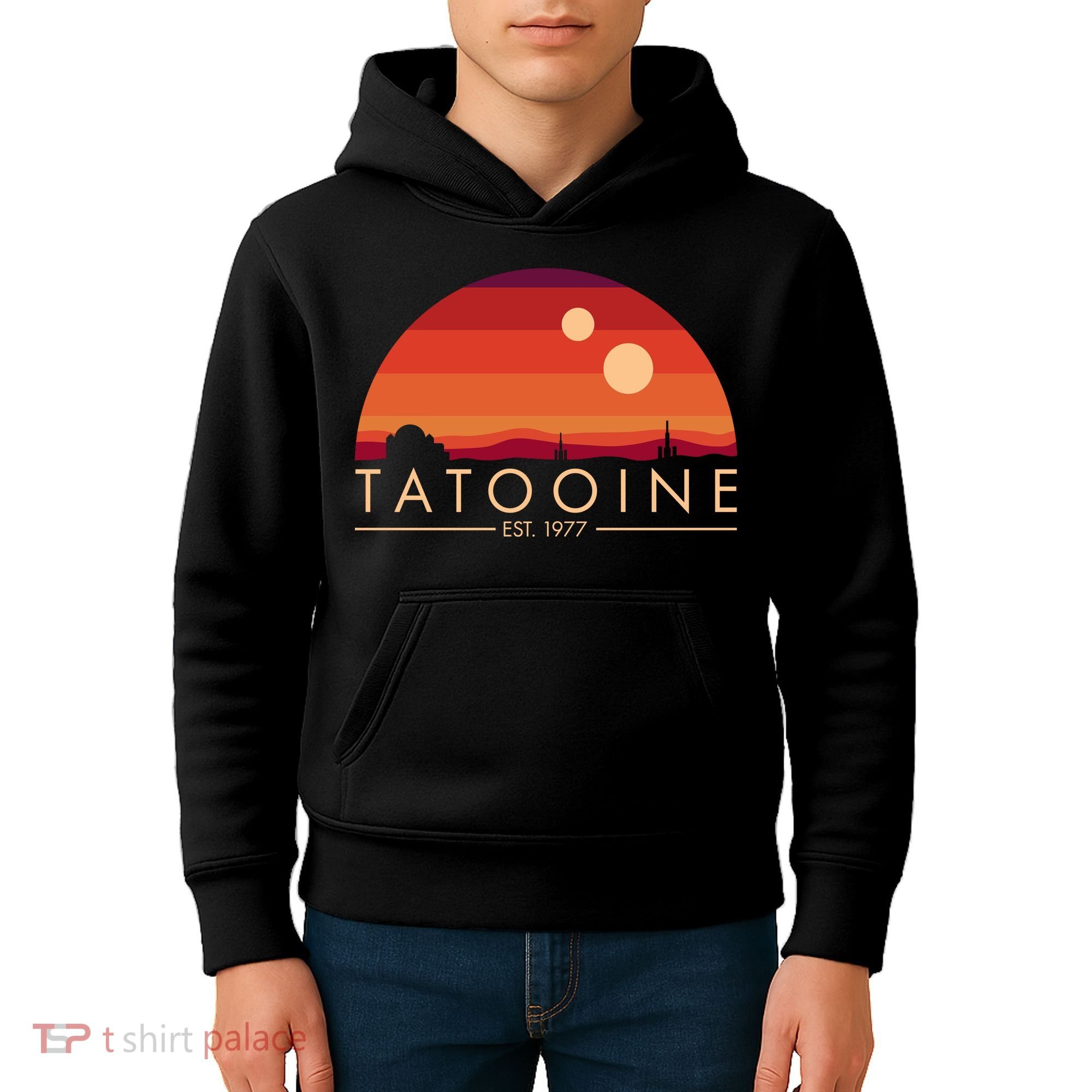 Tatooine Retro Sunset Logo EST 1977 Kids Hoodie