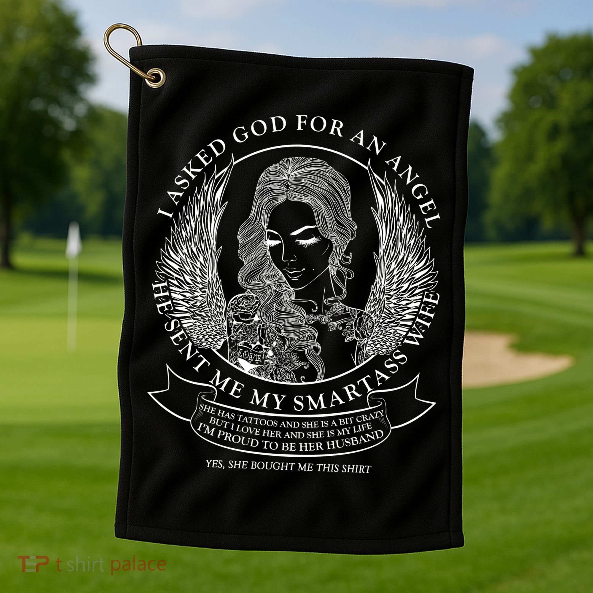 Tattoo Angel Wife Golf Towel