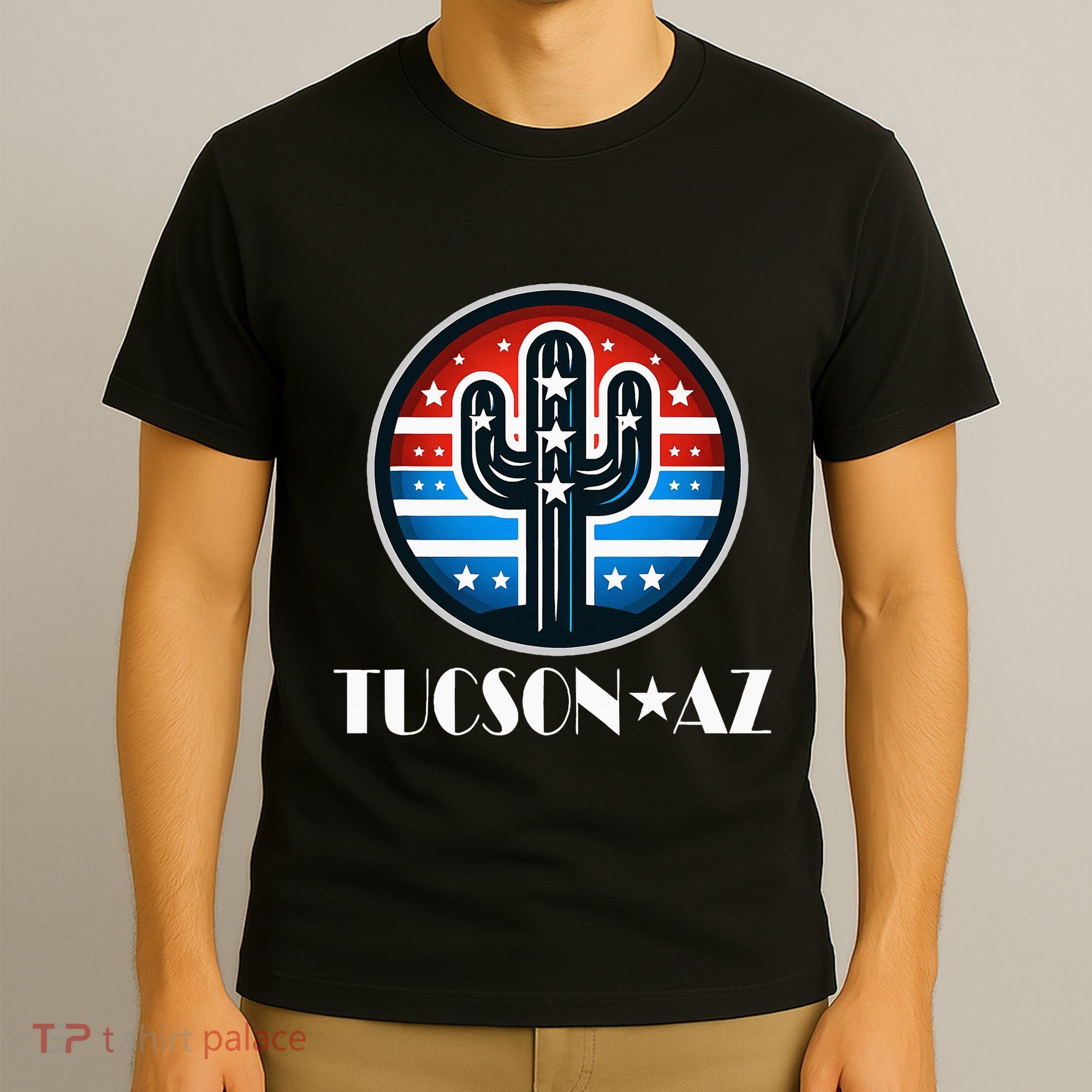 Tucson Az Usa Arizona Patriotic Cactus T-Shirt