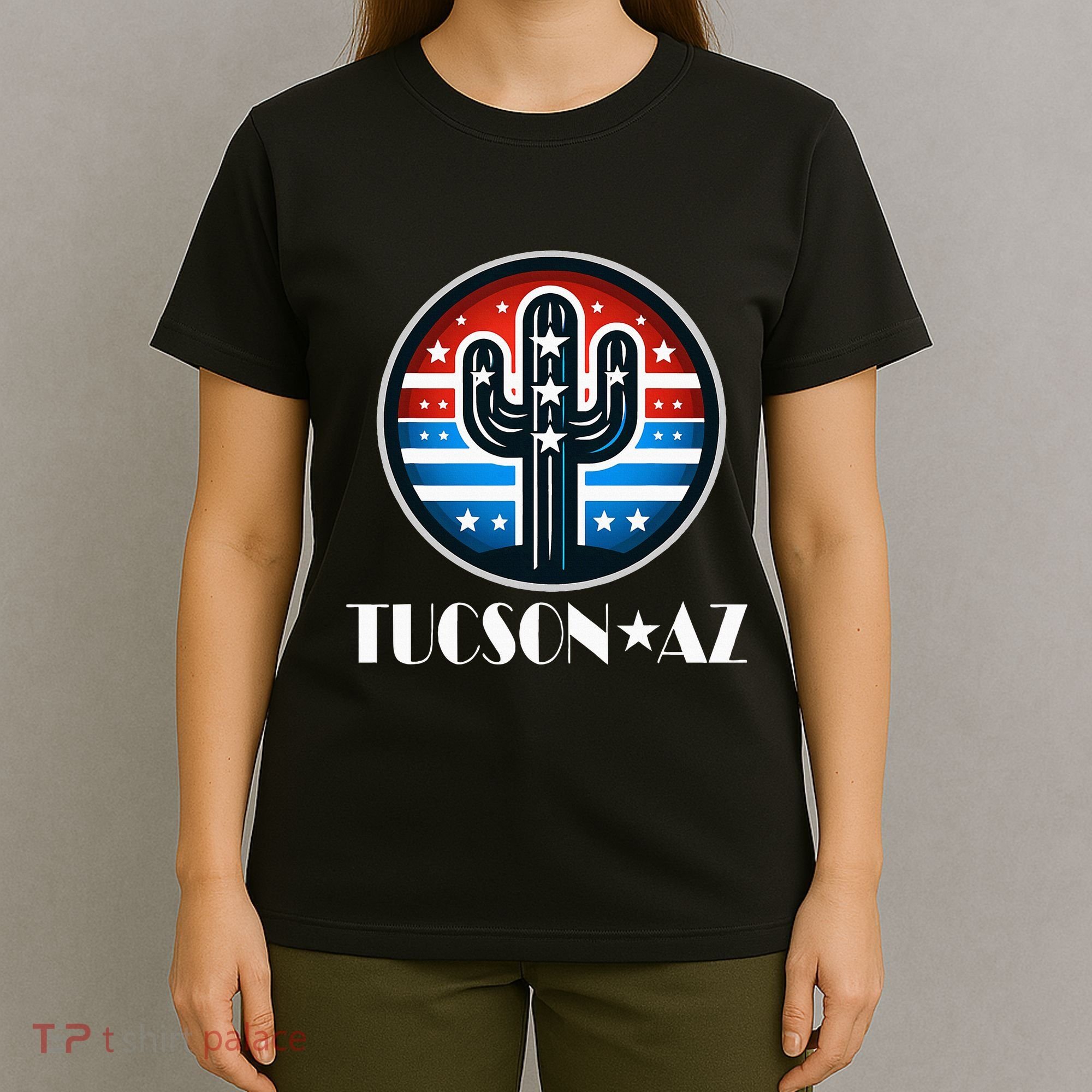 Tucson Az Usa Arizona Patriotic Cactus T-Shirt