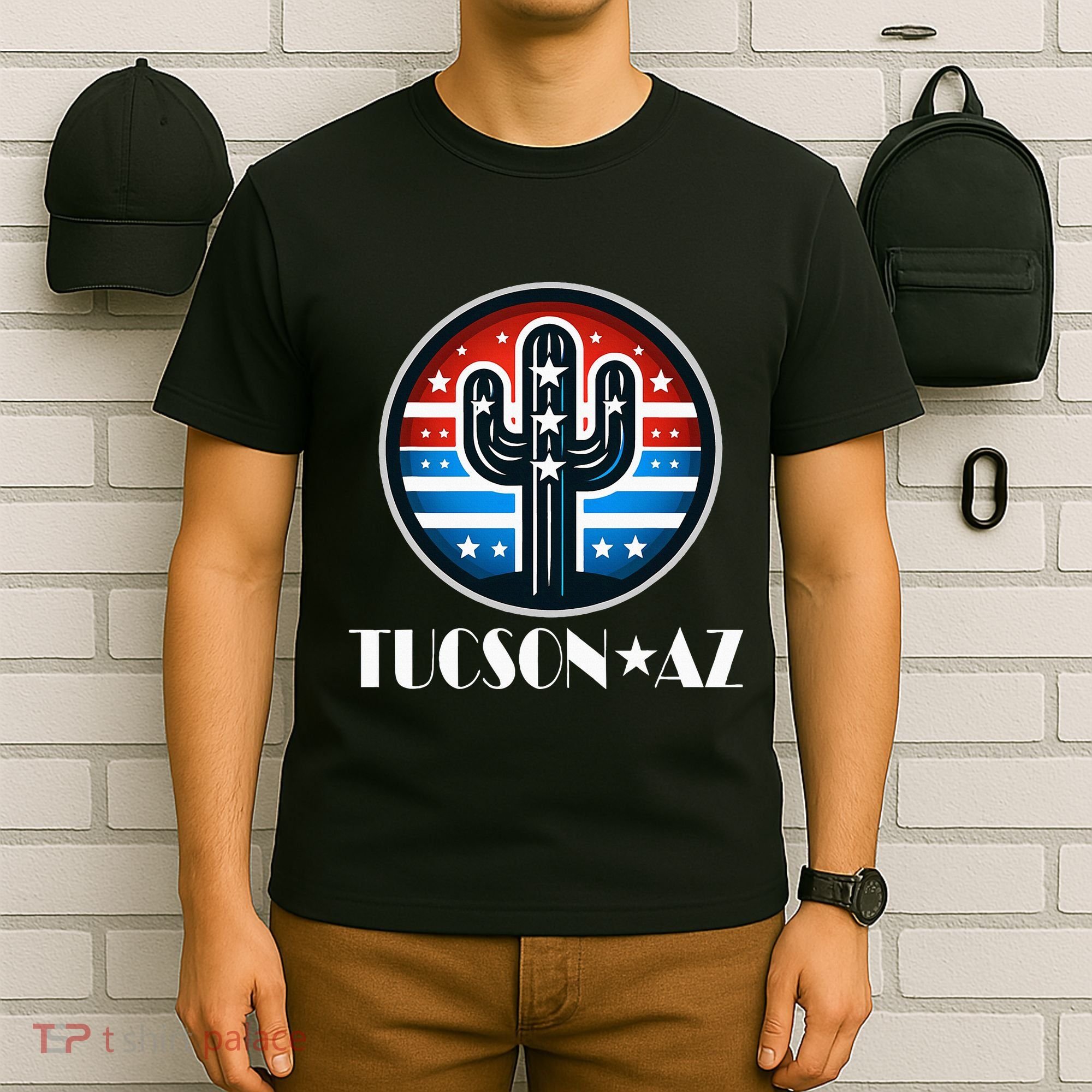 Tucson Az Usa Arizona Patriotic Cactus T-Shirt