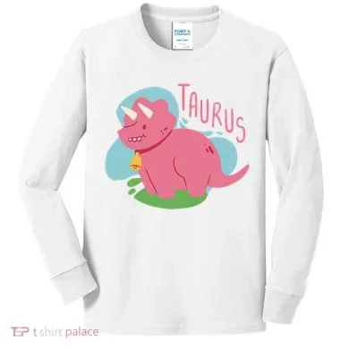 Taurus Dinosaur Kids Long Sleeve Shirt
