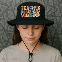 Teacher Assistant Vibes School Teacher Assistant Bucket Hat thumb 3