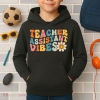 Teacher Assistant Vibes School Teacher Assistant Kids Hoodie thumb 2