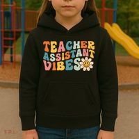 Teacher Assistant Vibes School Teacher Assistant Kids Hoodie thumb 3