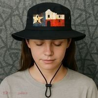 Texas Alamo Wrapped In A Rustic Texas Flag Bucket Hat thumb 3