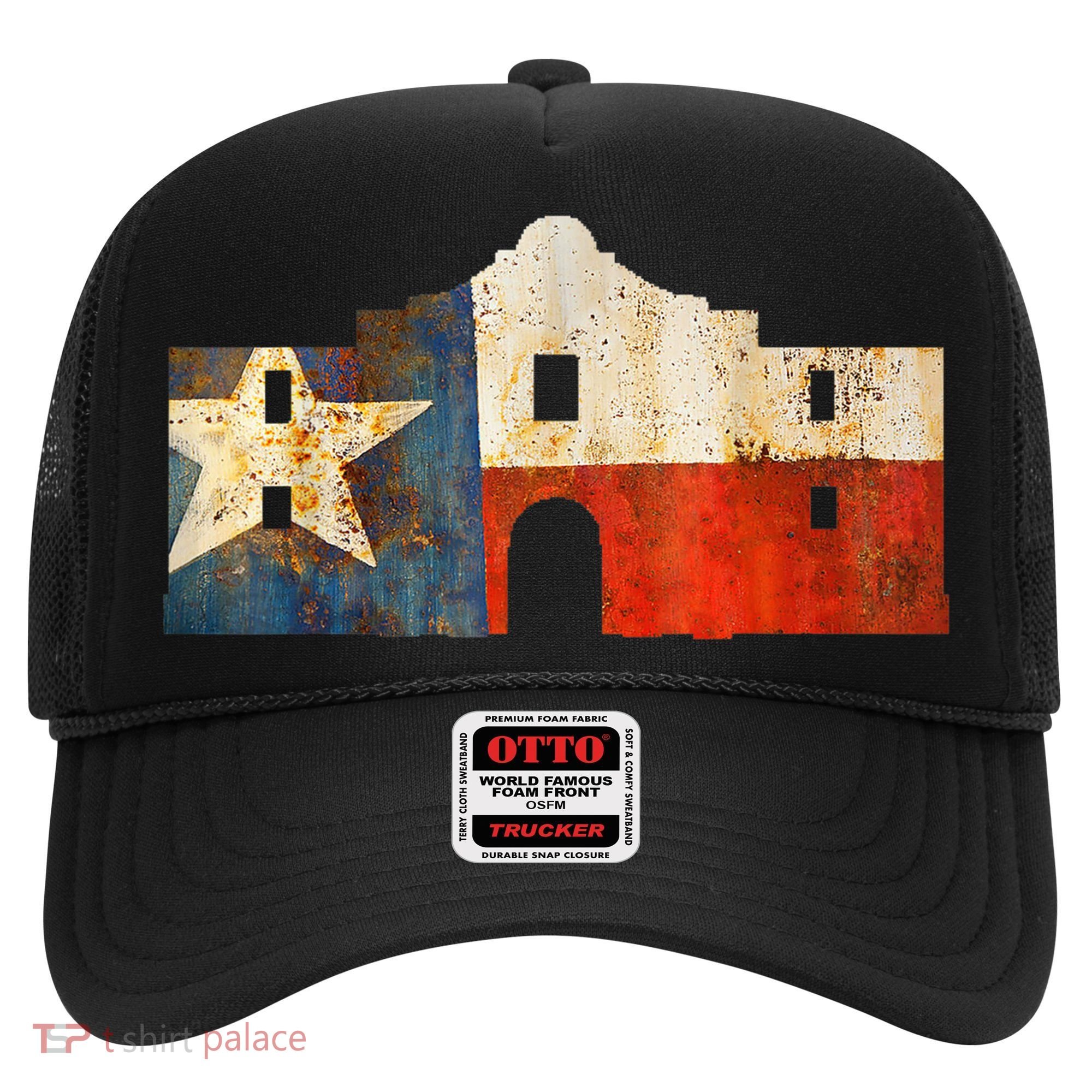 Texas Alamo Wrapped In A Rustic Texas Flag Hat
