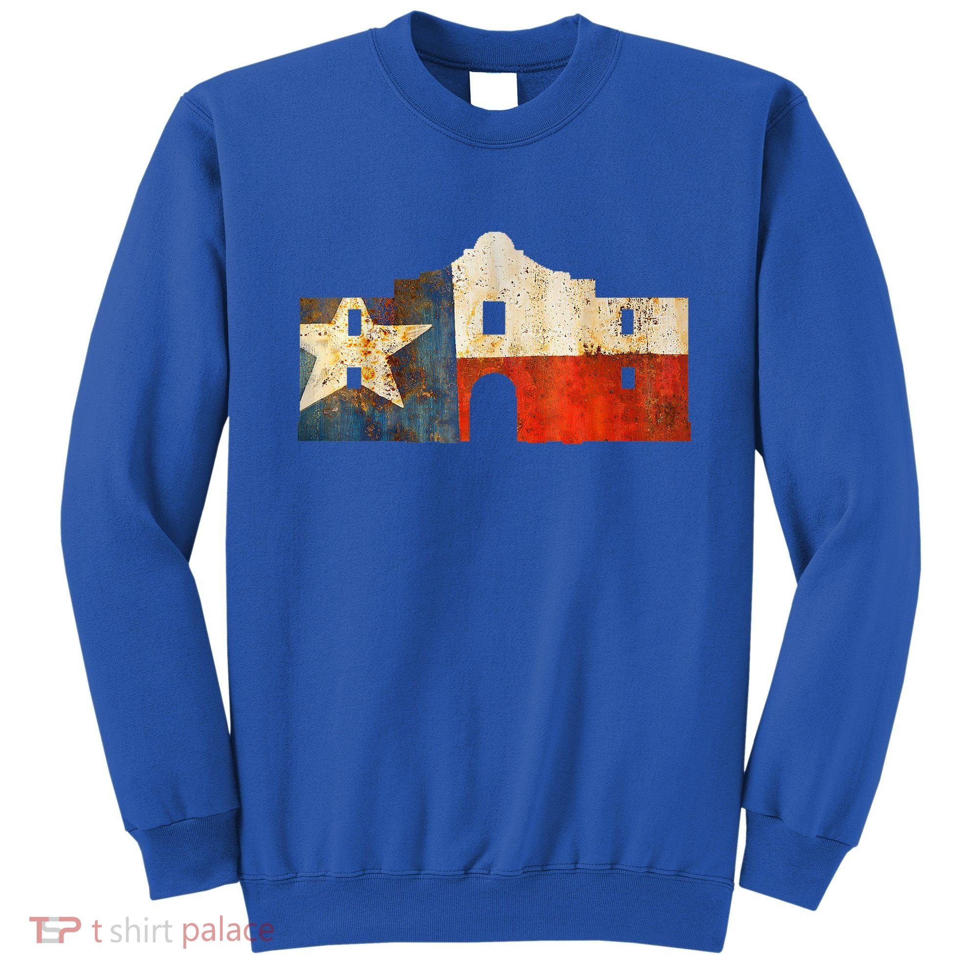 Texas Alamo Wrapped In A Rustic Texas Flag Sweatshirt