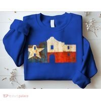 Texas Alamo Wrapped In A Rustic Texas Flag Sweatshirt thumb 2