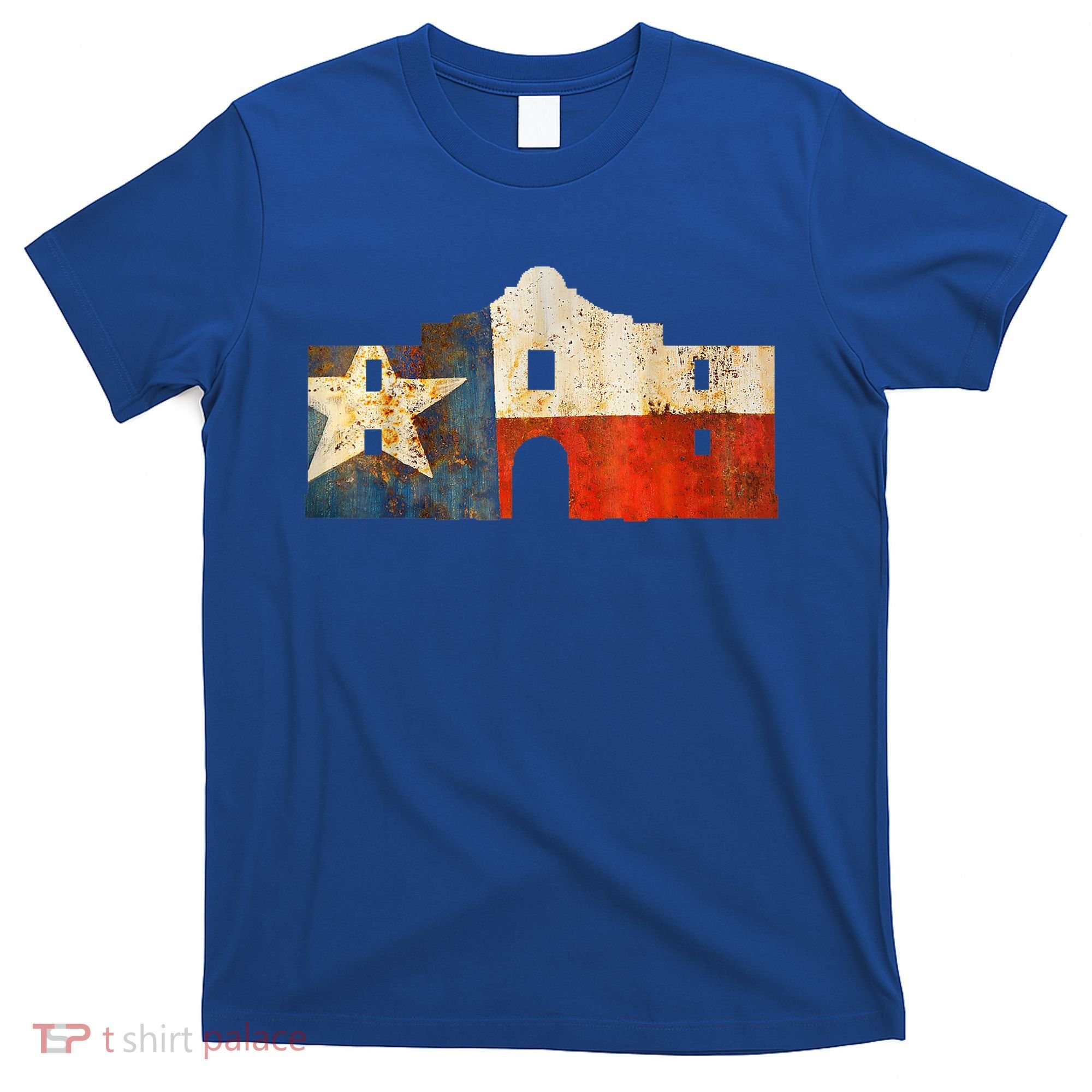 Texas Alamo Wrapped In A Rustic Texas Flag T-Shirt