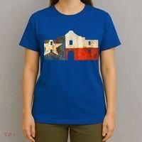 Texas Alamo Wrapped In A Rustic Texas Flag T-Shirt thumb 4