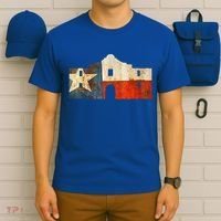 Texas Alamo Wrapped In A Rustic Texas Flag T-Shirt thumb 6