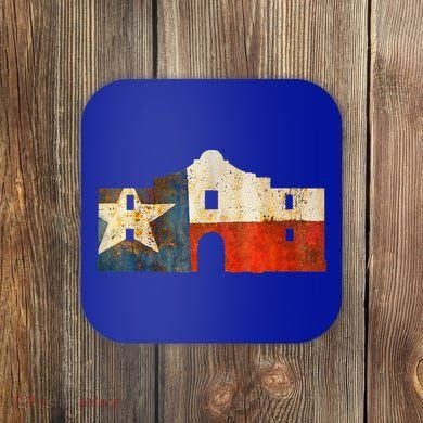 Texas Alamo Wrapped In A Rustic Texas Flag Coaster